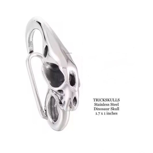 Skull Dinosaur Cat Clip Carabiner Keychain Wallet Chain Hook Stainless Accessory - Picture 6 of 8